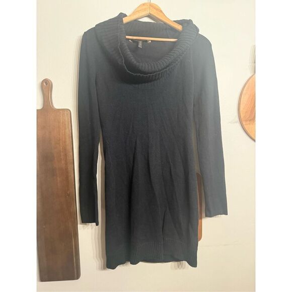 BCBGmaxazria cowl neck black knit sweater dress size Medium - Picture 1 of 6